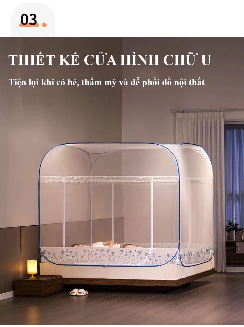 M&agrave;n chụp chống muỗi tự bung gấp gọn b&igrave;nh minh 8